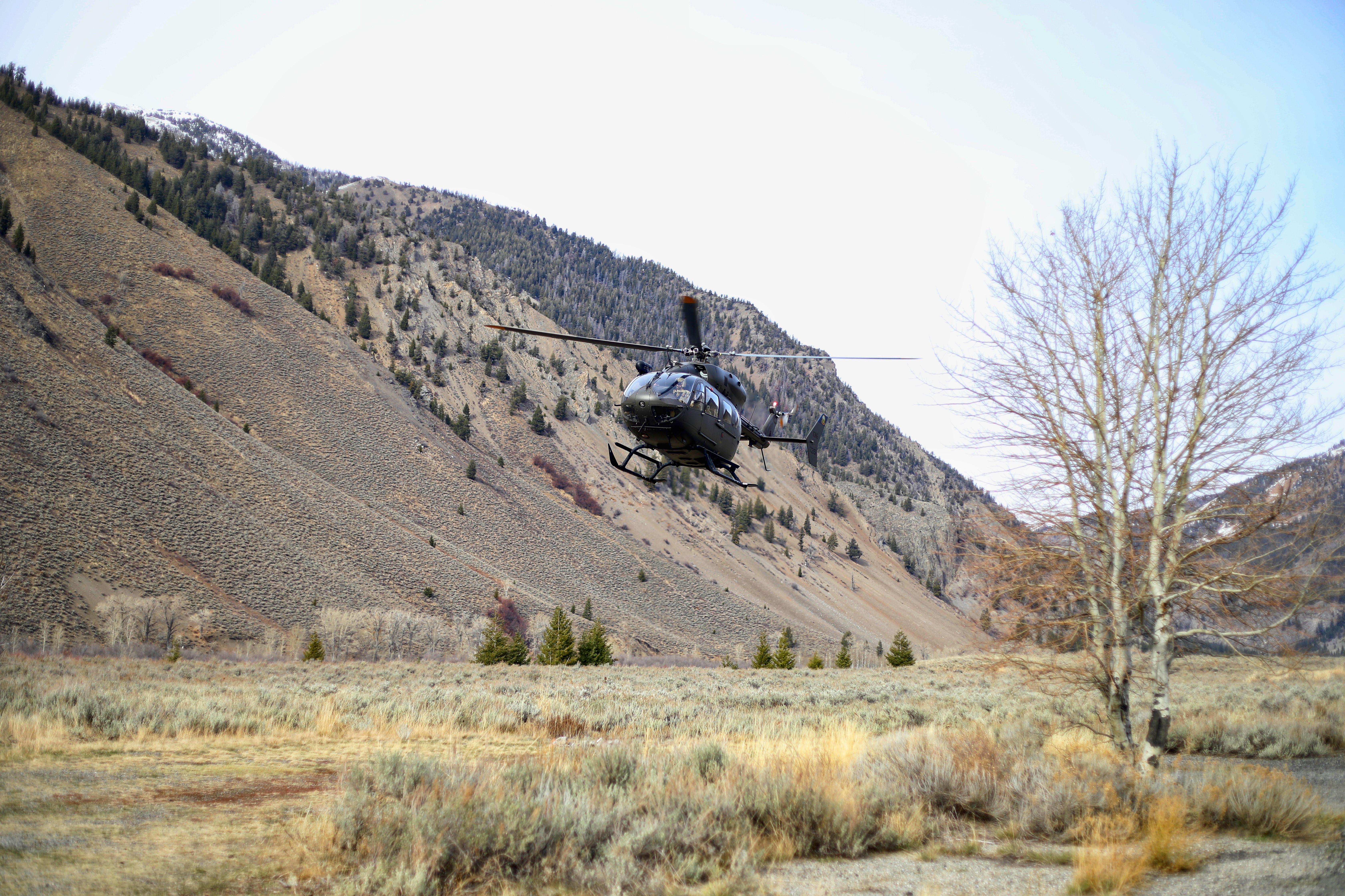 National Guard helicopter during the Helihoist training