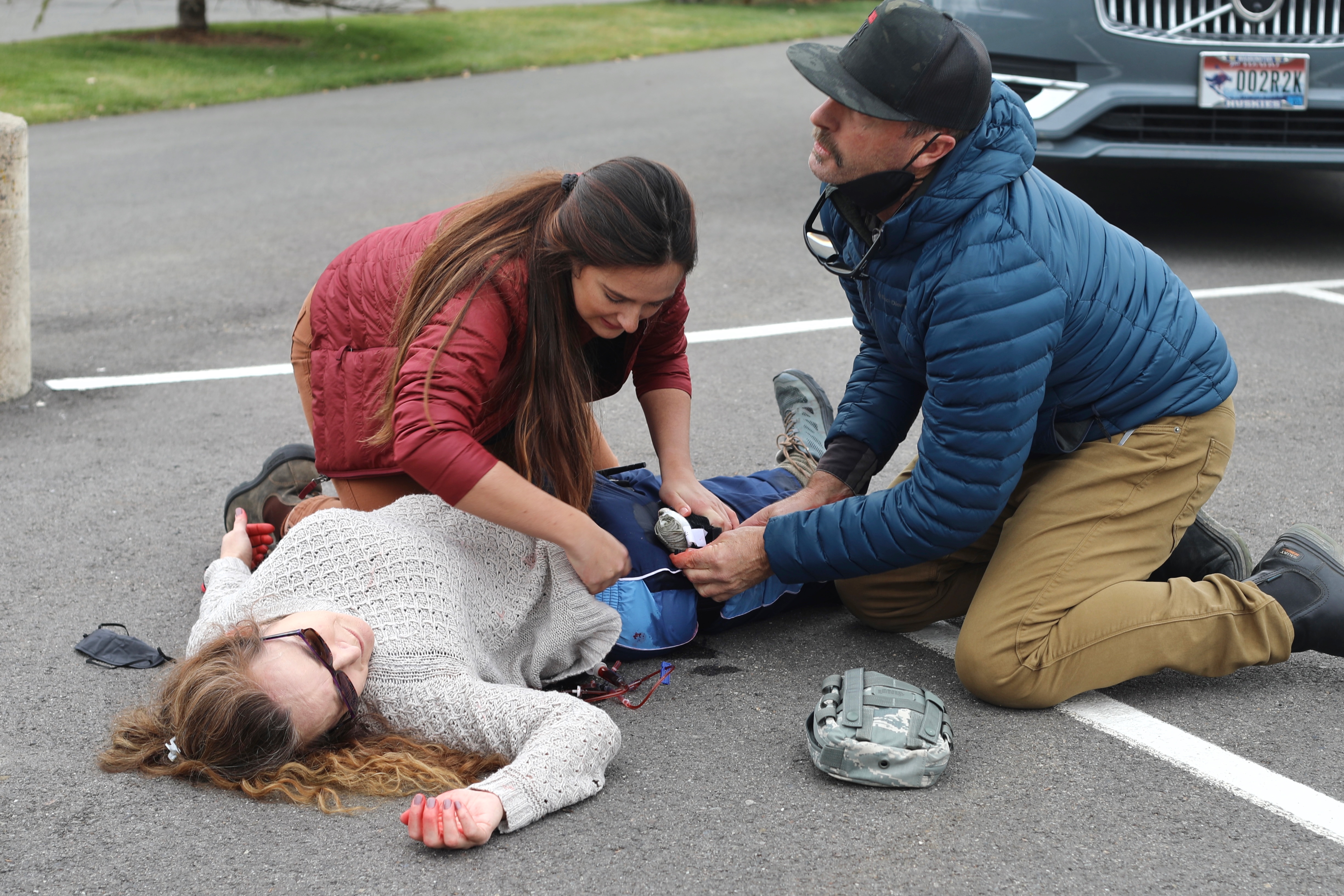 Attendee practices care on patient