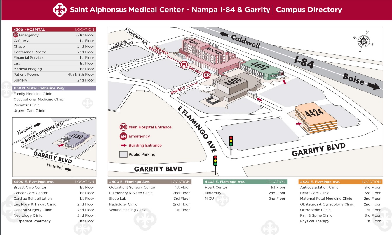 Saint Alphonsus Medical Center Nampa I-84 & Garrity Campus Map